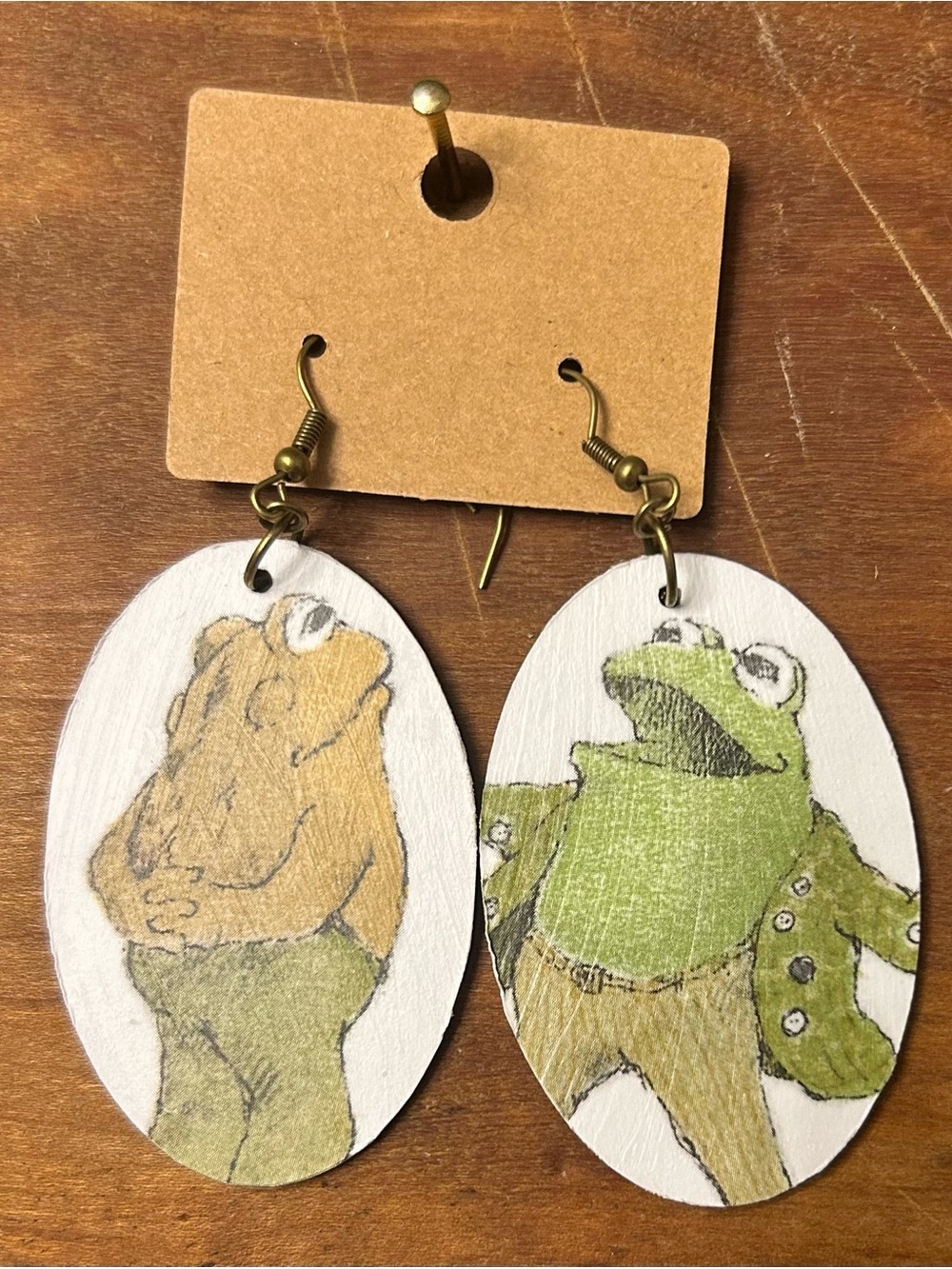 Upcycled Frog and Toad Drop Earrings